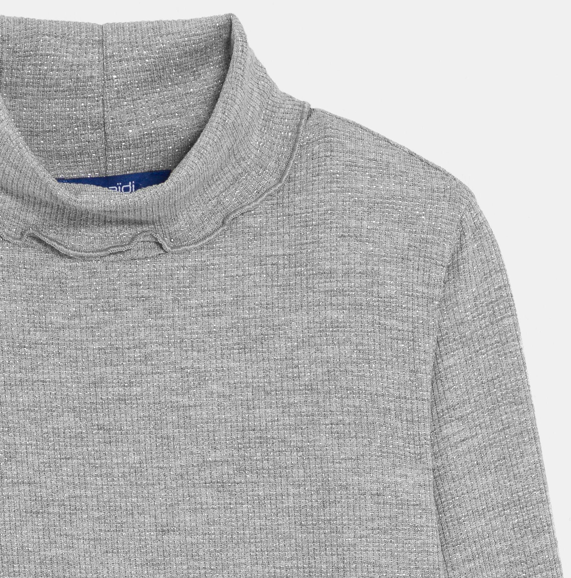 Girl's grey iridescent ribbed polo neck T-shirt 2