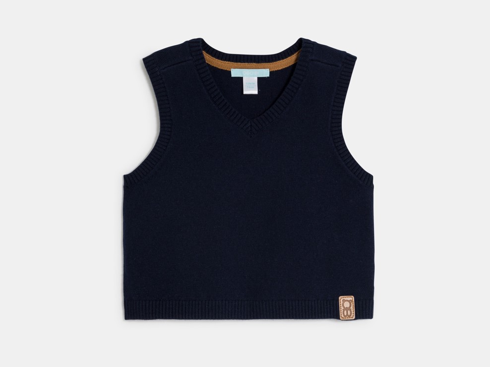 Jersei sense mànigues de punt blau bebè nen 2