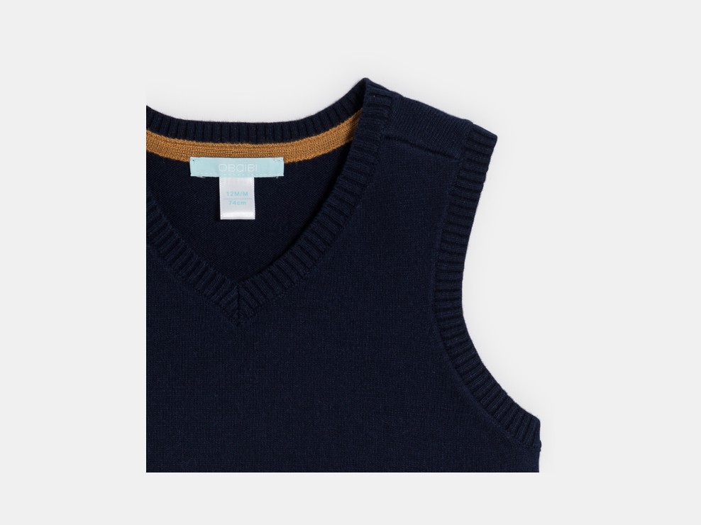 Ärmelloser blauer Strickpullover Kleinkind Junge 2