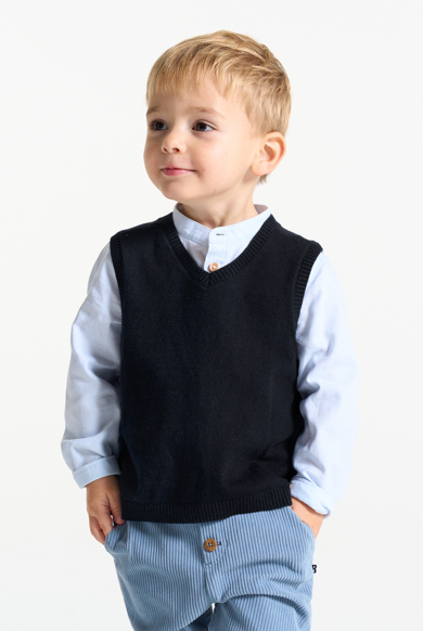 Baby boy's blue knitted sleeveless jumper Okaïdi & Obaïbi Baby boy's blue knitted sleeveless jumper Okaïdi & Obaïbi