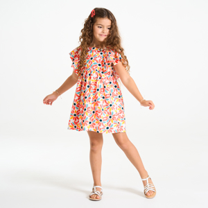 Girls' coral floral dress 1