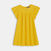 Robe courte en gaze de coton jaune Fille