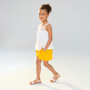 Girl's yellow cotton gauze shorts 1