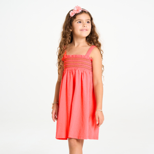 Girls coral pink strappy dress 1