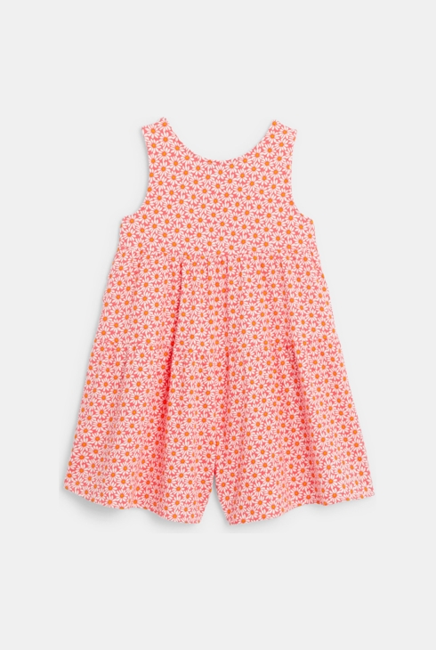 Combishort imprimé motif pâquerettes orange Fille