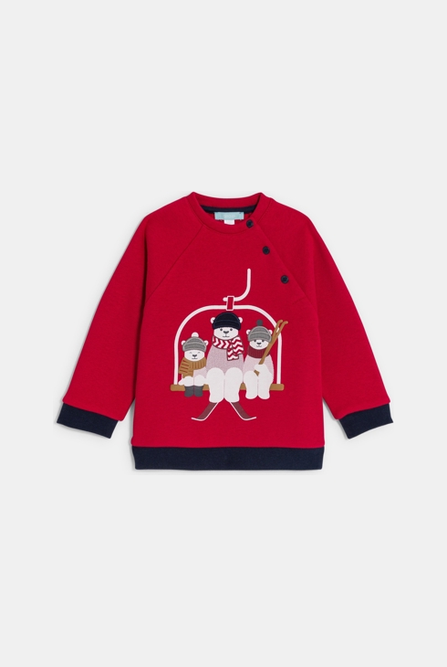 Sweat polaire ours rouge bébé garçon