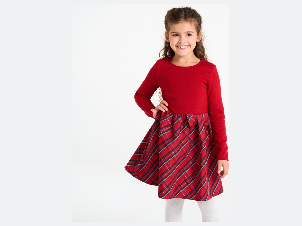 Abito scozzese rosso Bambina 1