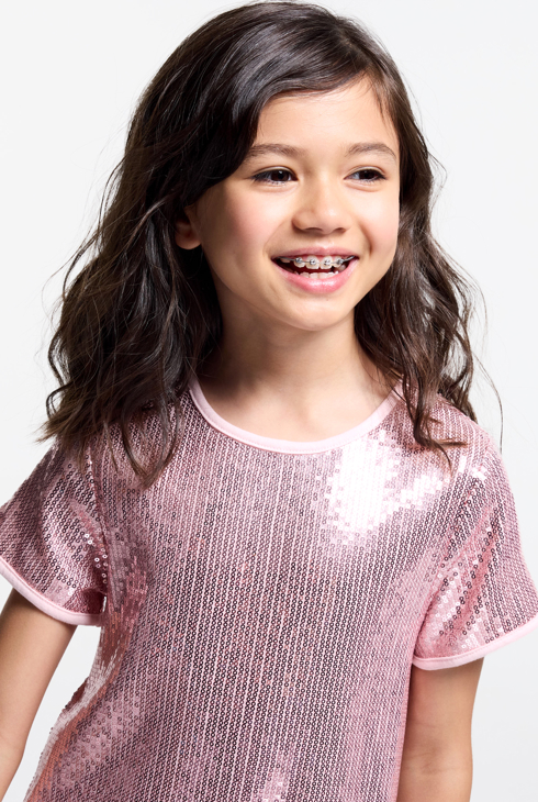 Pinkes Paillettenkleid für Mädchen 2