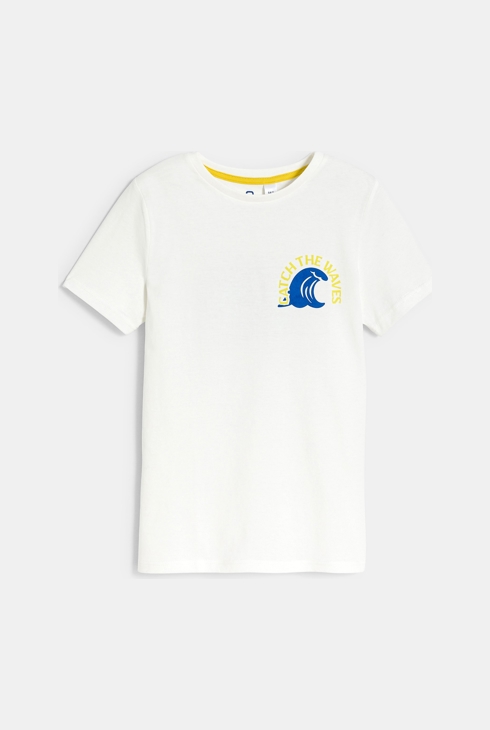 Weißes T-Shirt mit beidseitigen Motiven für Jungen 1