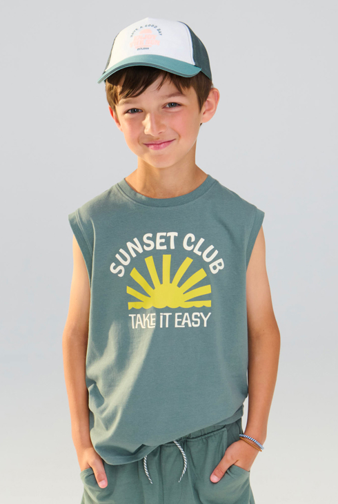Grünes Tanktop mit Aufschrift für Jungen 1