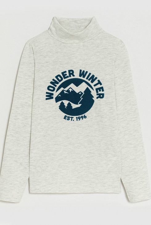 Boy's grey mottled polo neck T-shirt 1