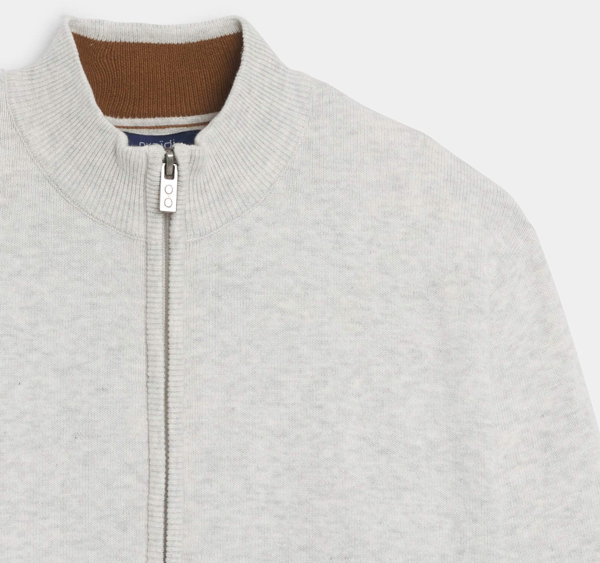 Boy's white zipped cardigan with stand-up collar 2