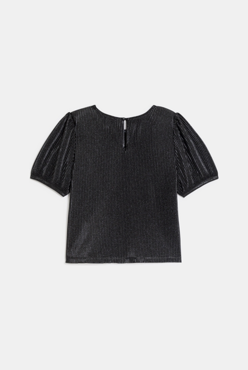 T-shirt plissé pailleté noir Fille