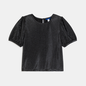 Girl's glittery black pleated T-shirt 1