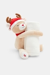 Doudou velours et plaid polaire beige bébé mixte