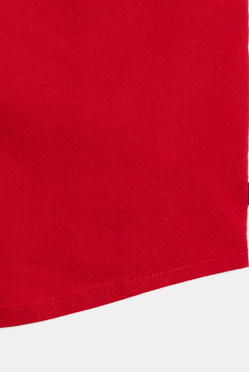 Einfarbig rotes Kurzarm-Hemd für Jungen 2