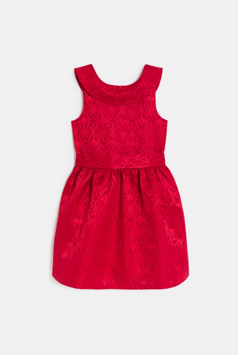 Robe en velours jacquard rouge Fille