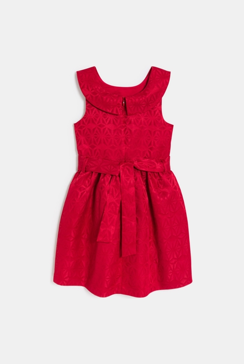 Robe en velours jacquard rouge Fille