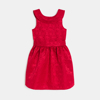 Robe en velours jacquard rouge Fille