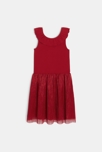 Robe chic sans manches à paillettes rouge Fille