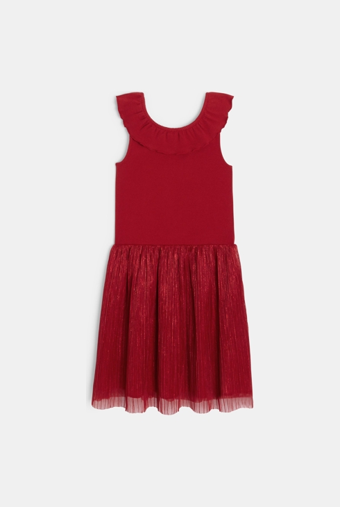 Robe chic sans manches à paillettes rouge Fille