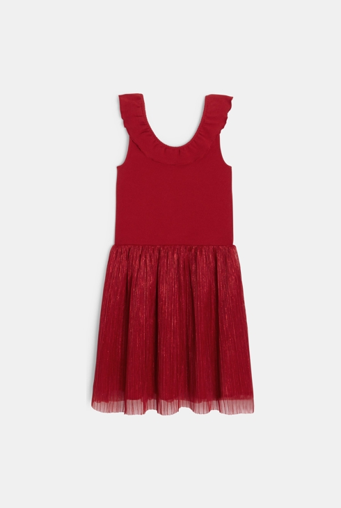 Robe chic sans manches à paillettes rouge Fille