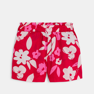 Girl's red printed high-rise shorts 1