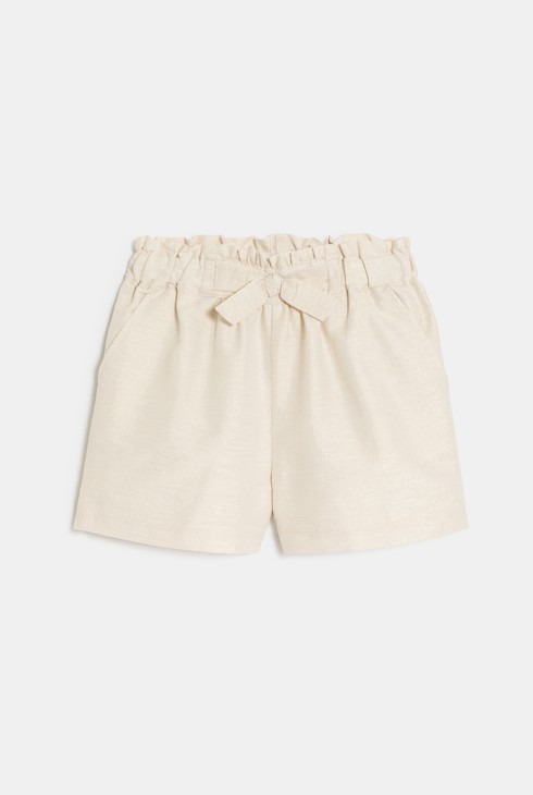 Dekliške bež kratke hlače z bleščicami visok pas 2