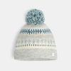 Bonnet à pompon motif scandinave gris Fille