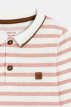 Polo manches longues molleton rayé rouge bébé garçon 3