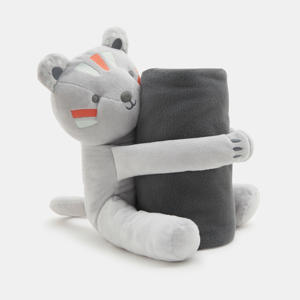 Doudou velours et plaid polaire gris bébé naissance 1