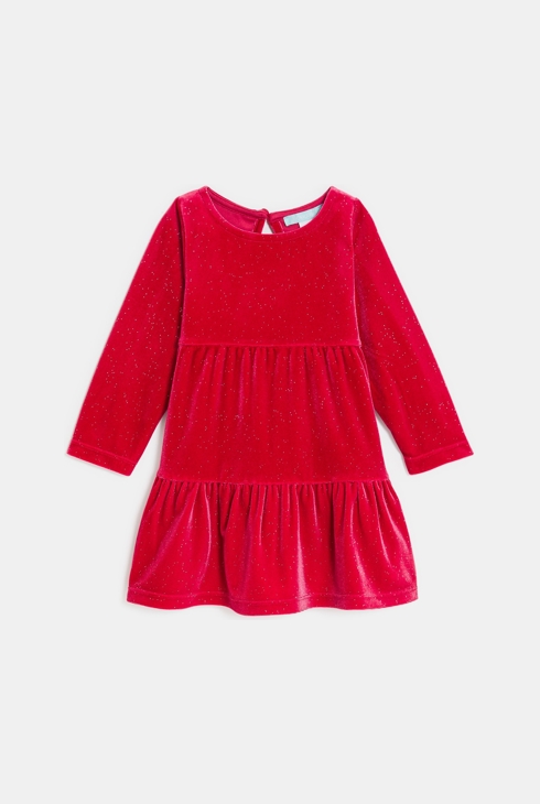 Robe velours fête rouge bébé fille