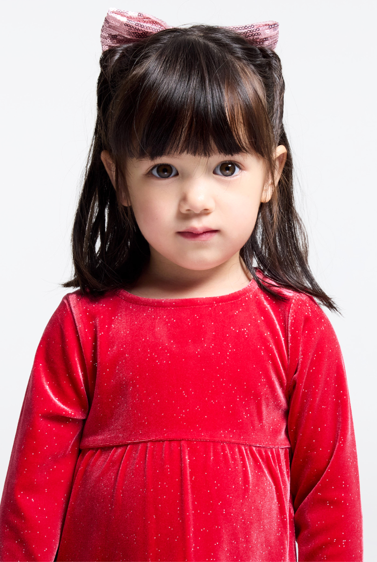 Robe velours fête rouge bébé fille 1