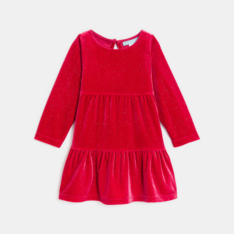 Rotes festliches Baby-Kleid aus Samt für Mädchen