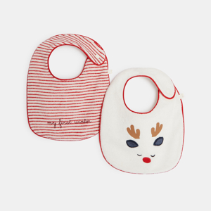 Bavoir renne rouge bébé fille (lot de 2) 1