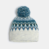 Bonnet à pompon motif scandinave bleu Garçon