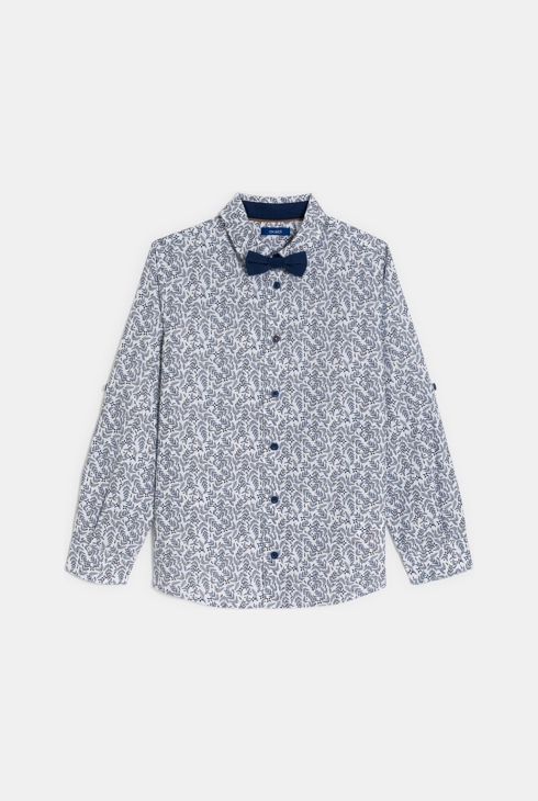 Grijs overhemd met print en vlinderdas voor jongens 1