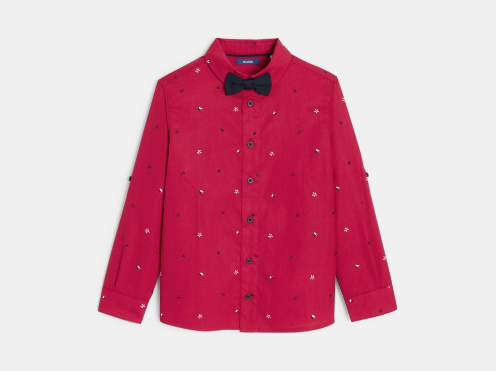 Chemise à motif + nœud papillon rouge Garçon 1