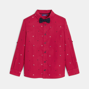 Boy's red motif shirt + bow tie 1