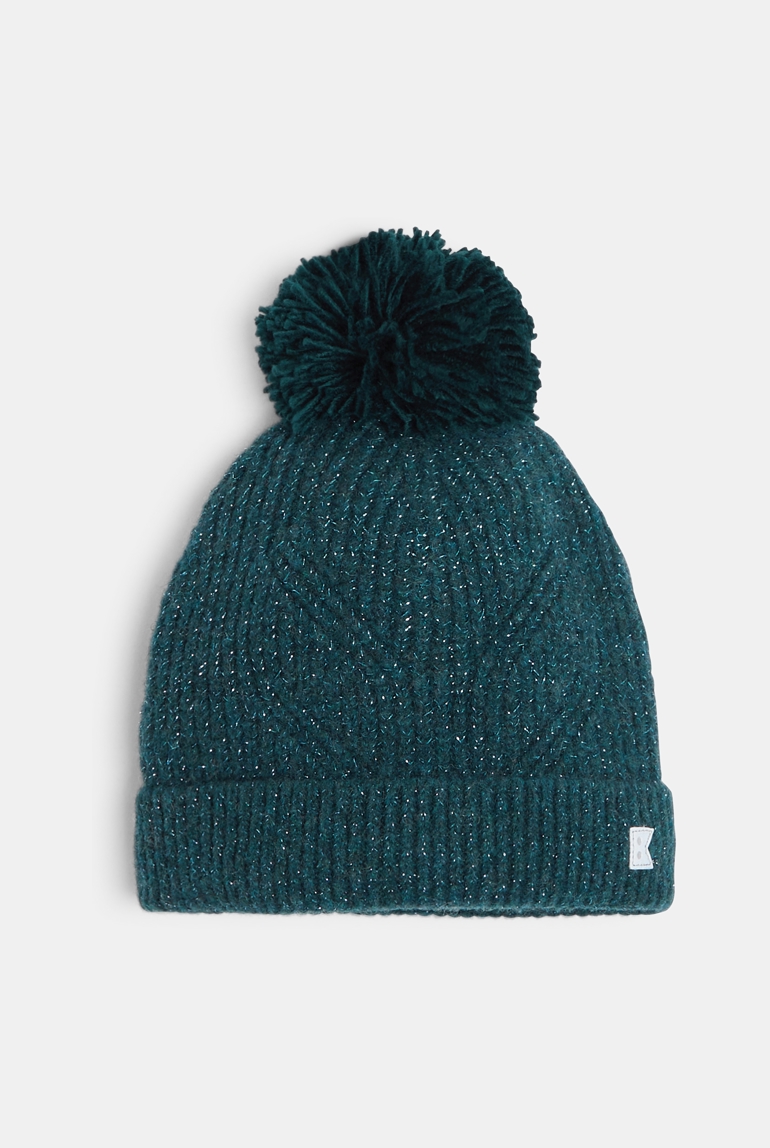 Bonnet pailleté doublé sherpa vert Fille 1
