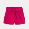 Short ceinturé en velours côtelé uni rose Fille