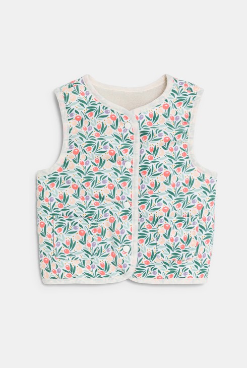 Ärmellose wendbare Jacke in Blau mit Blume Kleinkind Mädchen 2