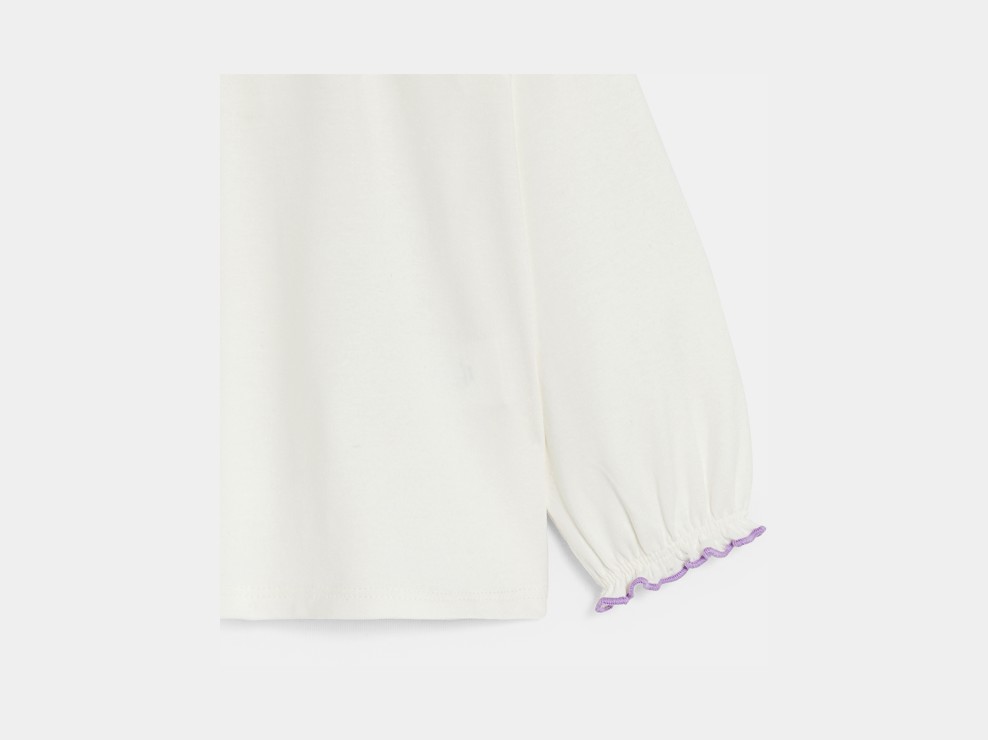 Weiße Bluse mit geblümtem Kragen Kleinkind Mädchen 2
