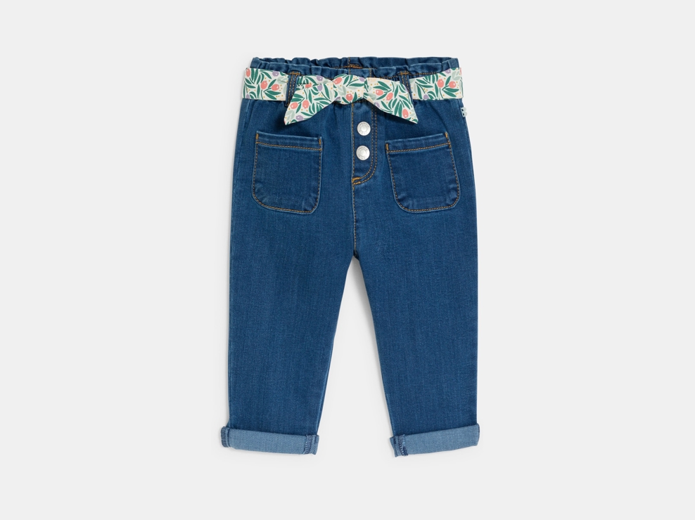 Pantalon paperbag denim bleu bébé fille 1