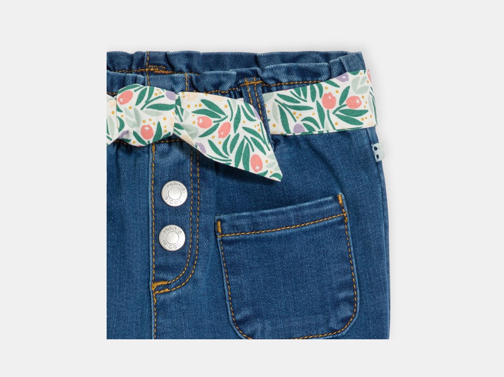 Pantalon paperbag denim bleu bébé fille 2