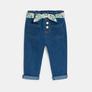 Baby girl's blue denim paperbag trousers 1