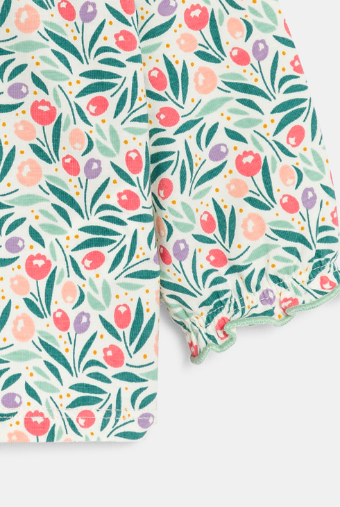 Blaue geblümte Bluse mit Rüschenkragen Kleinkind Mädchen
