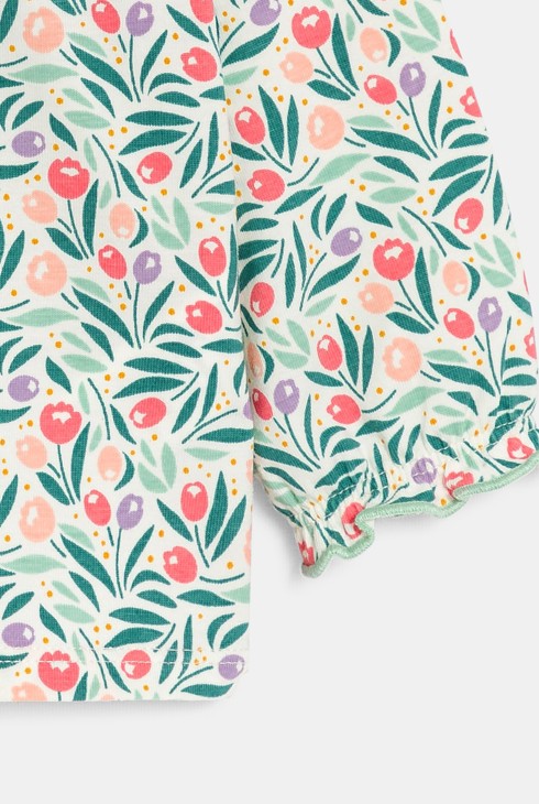 Blouse fleurie col volanté bleu bébé fille 2