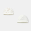 Bonnet coton blanc naissance bébé fille (lot de 2)