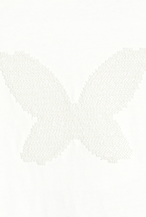 T-shirt blanc motif papillon brodé Fille